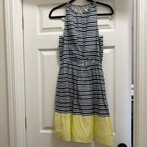 Blue Striped Dress with Yellow Trim Size S